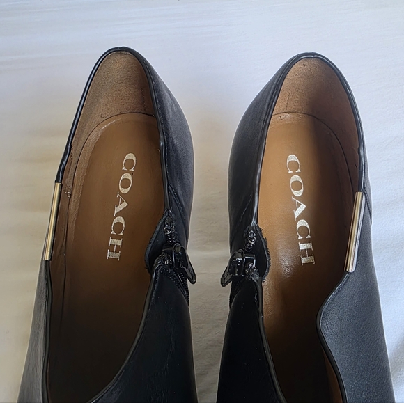 Coach Black Leather Womens High Heeled Booties Size 9.5 - Picture 5 of 11